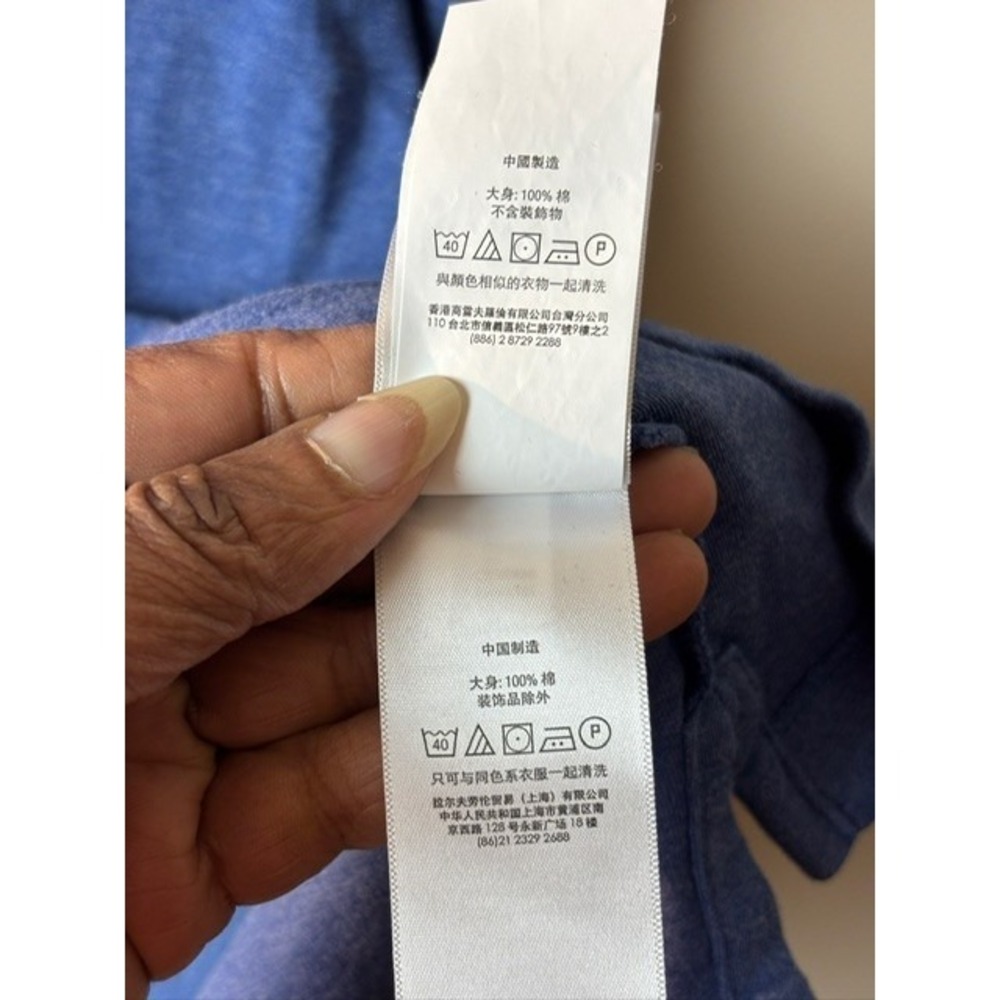 Mens L Polo Ralph Lauren Polo Shirt Blue Logo Slit Hem Short Sleeve Outdoor - Picture 8 of 10